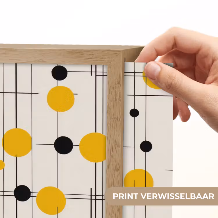 Geometrisch - Retro - Lijnen - Okergeel - Zwart Light Box met batterij (Wandlamp) middel 907 -USP_websiteprintNL