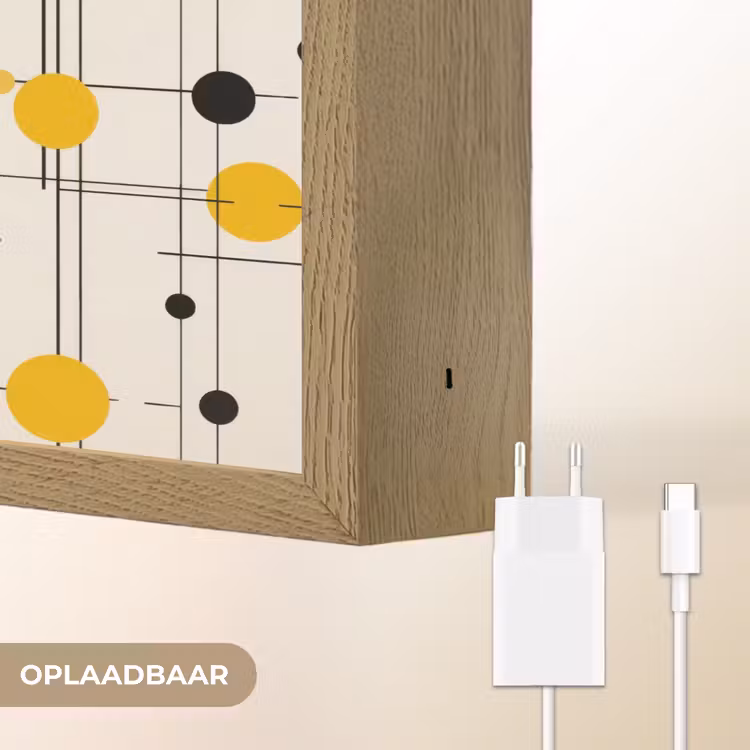 Geometrisch - Retro - Lijnen - Okergeel - Zwart Light Box met batterij (Wandlamp) middel 907 -USP_websiteoplaadbaarNL