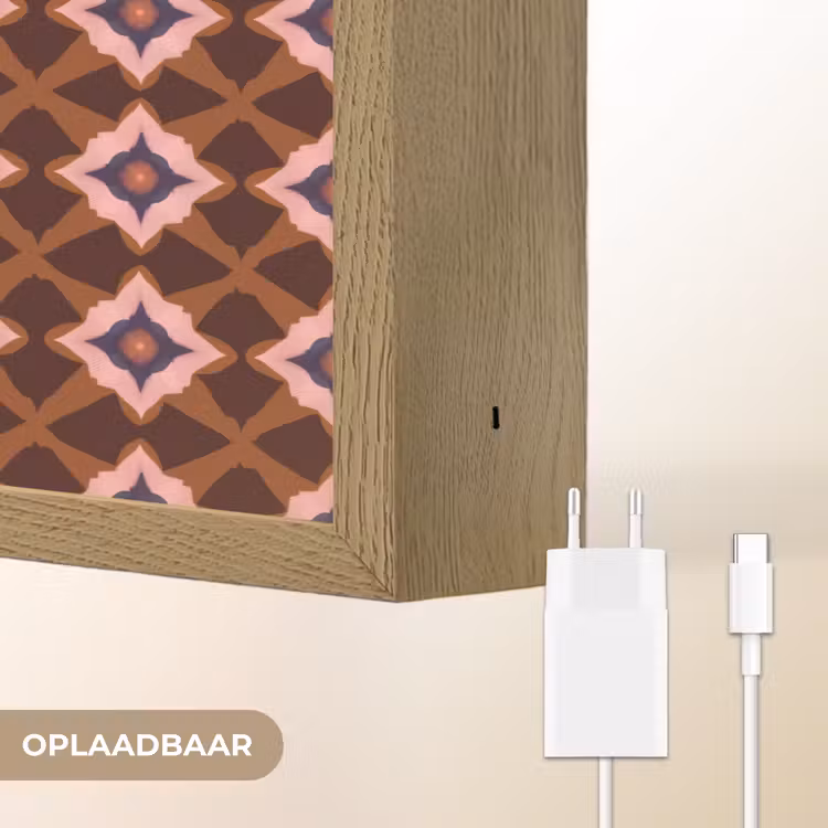 Geometrisch - Sierlijk - Bruin Light Box met batterij (Wandlamp) middel 907 -USP_websiteoplaadbaarNL