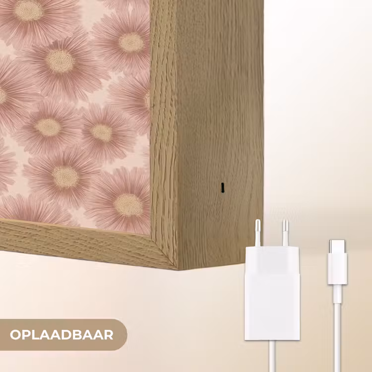 Gerbera - Bloemen - Roze Light Box met batterij (Wandlamp) middel 907 -USP_websiteoplaadbaarNL