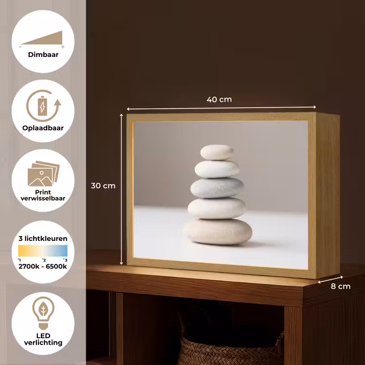 Gestapelde - Stenen - Grijs Light Box met batterij (Wandlamp) middel -USP_websiteoverzichtNL