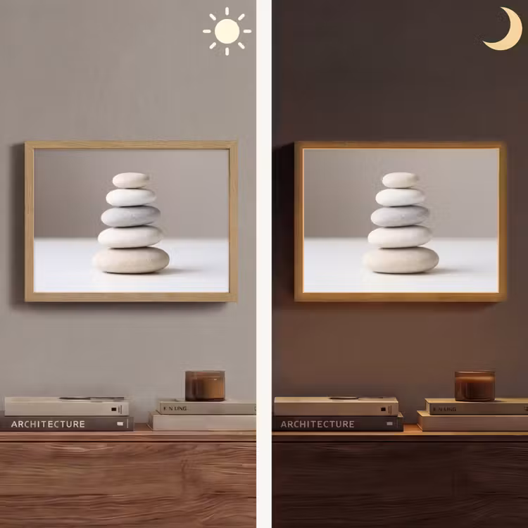 Gestapelde - Stenen - Grijs Light Box met batterij (Wandlamp) middel -sfeer3
