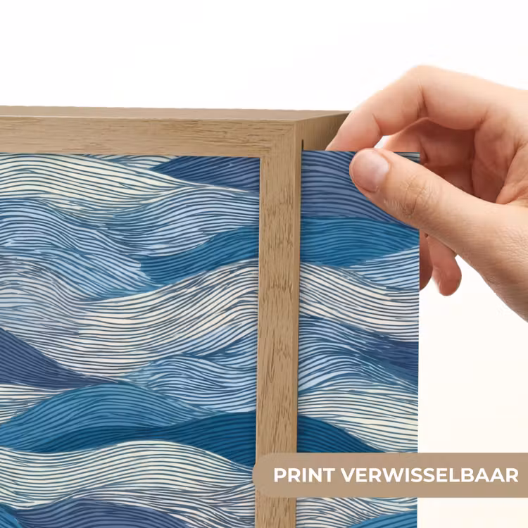Getekend - Blauw - Wit - Golvend - Streepjes Light Box met batterij (Wandlamp) middel 907 -USP_websiteprintNL