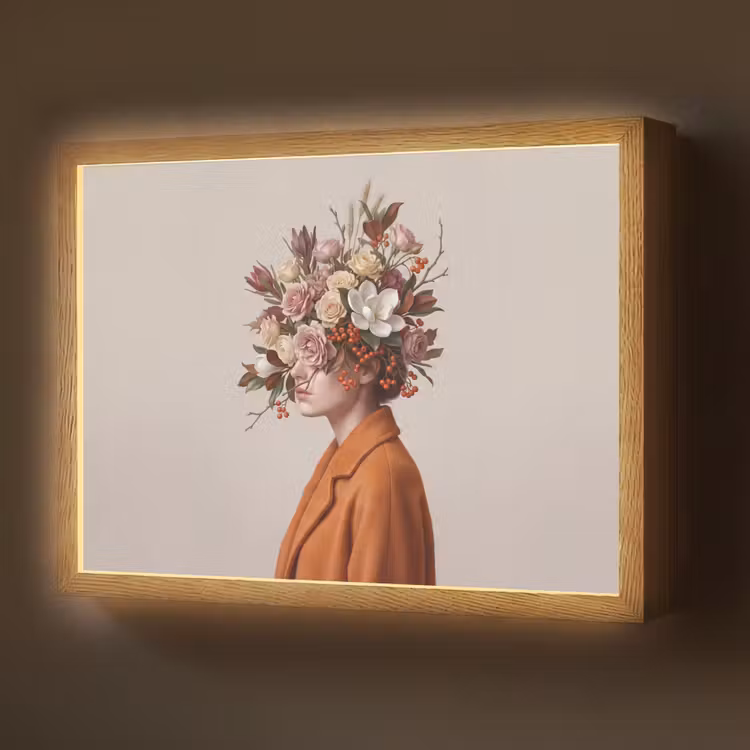 Gezicht - Boeket - Kleurrijk Light Box met batterij (Wandlamp) middel -z3d_website