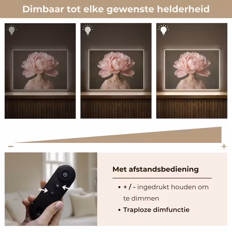 Gezicht - Roos - Roze Light Box met batterij (Wandlamp) middel -USP_dimbaarNL