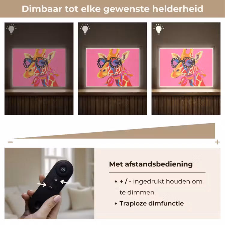 Giraf - Roze - Bril - Sjaal Light Box met batterij (Wandlamp) middel -USP_dimbaarNL