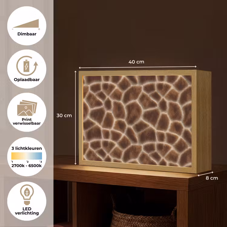 Giraf - Vacht - Bruin Light Box met batterij (Wandlamp) middel 907 -USP_websiteoverzichtNL