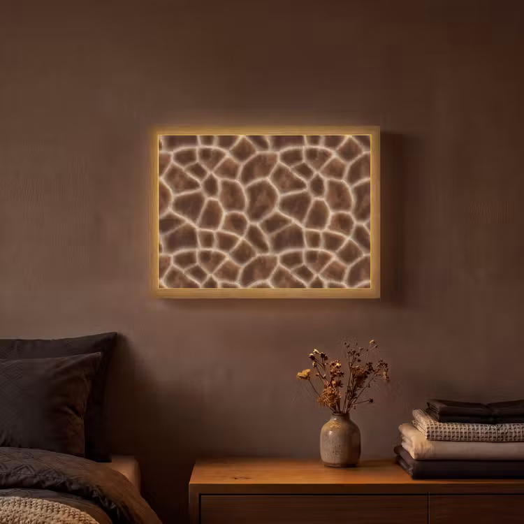 Giraf - Vacht - Bruin Light Box met batterij (Wandlamp) middel 907 -sfeer4
