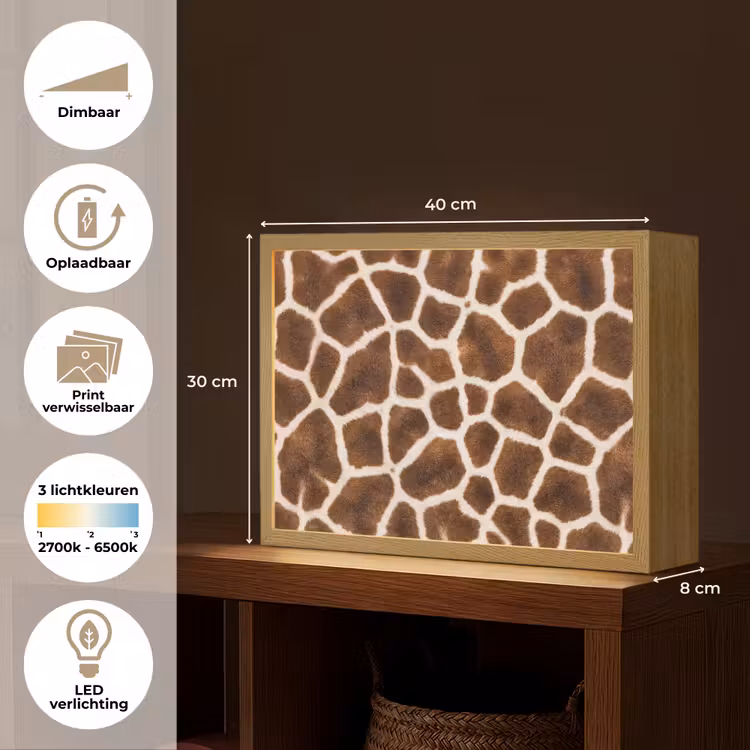 Giraf - Vacht - Klassiek - Bruin Light Box met batterij (Wandlamp) middel -USP_websiteoverzichtNL