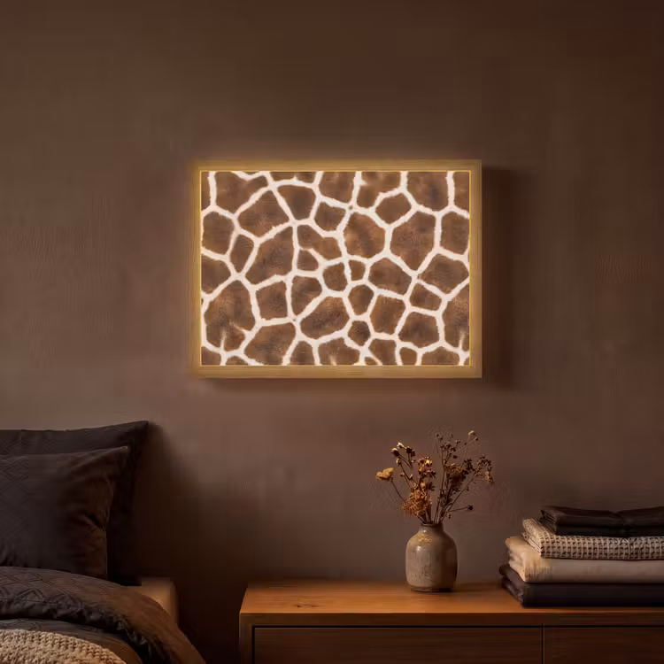 Giraf - Vacht - Klassiek - Bruin Light Box met batterij (Wandlamp) middel -sfeer4