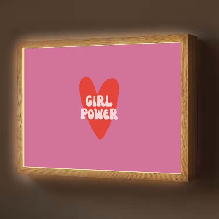 Girl power - Hart - Roze - Rood Light Box met batterij (Wandlamp) middel -z3d_website