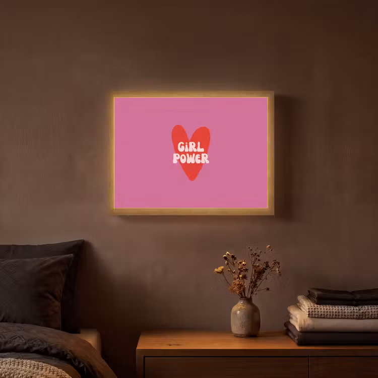 Girl power - Hart - Roze - Rood Light Box met batterij (Wandlamp) middel -sfeer4