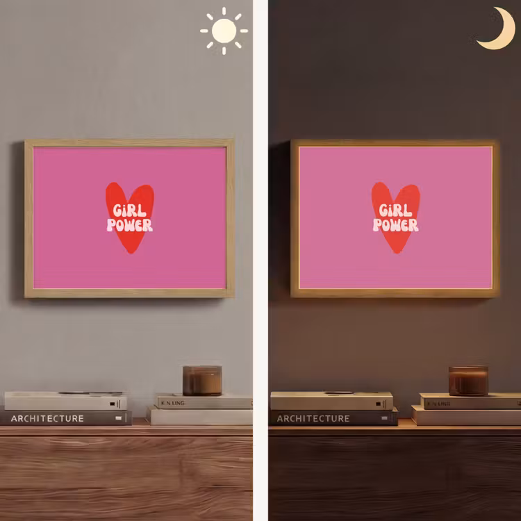 Girl power - Hart - Roze - Rood Light Box met batterij (Wandlamp) middel -sfeer3
