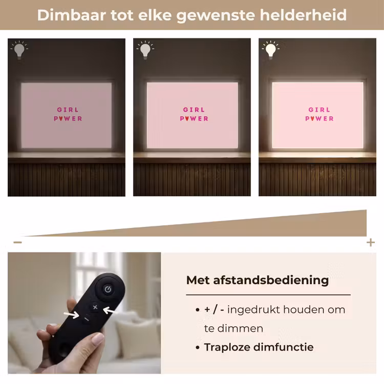 Girl power - Roze - Hartje Light Box met batterij (Wandlamp) middel -USP_dimbaarNL