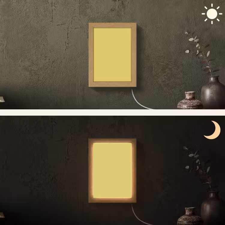 Golden - Ochre - Geel Light Box met kabel (Wandlamp) klein 929 -sfeer3
