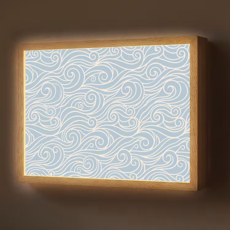 Golf - Abstract - Natuur - Modern - Blauw Light Box met batterij (Wandlamp) middel -z3d_website