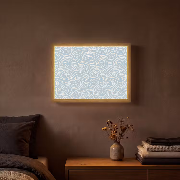 Golf - Abstract - Natuur - Modern - Blauw Light Box met batterij (Wandlamp) middel -sfeer4