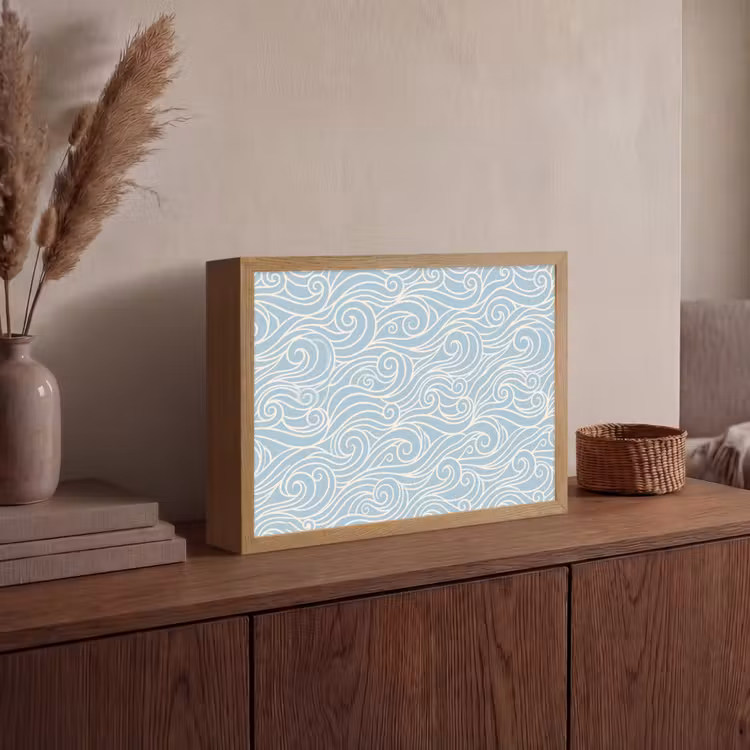 Golf - Abstract - Natuur - Modern - Blauw Light Box met batterij (Wandlamp) middel -sfeer2