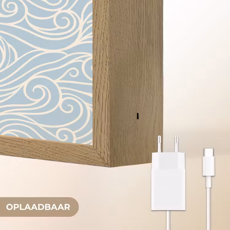 Golf - Abstract - Natuur - Modern - Blauw Light Box met batterij (Wandlamp) middel -USP_websiteoplaadbaarNL