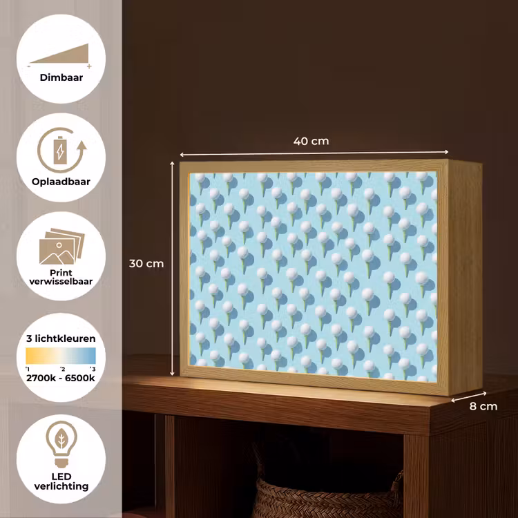 Golf - Ballen - Blauw Light Box met batterij (Wandlamp) middel 907 -USP_websiteoverzichtNL
