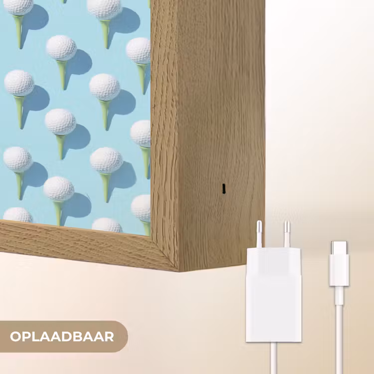 Golf - Ballen - Blauw Light Box met batterij (Wandlamp) middel 907 -USP_websiteoplaadbaarNL