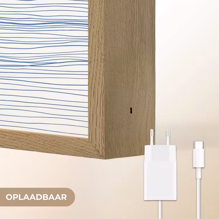 Golf - Brekende - Natuur - Minimalistisch - Blauw Light Box met batterij (Wandlamp) middel -USP_websiteoplaadbaarNL