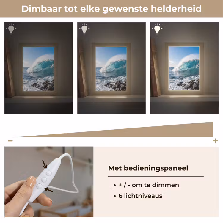 Golf - Oceaan - Brekend - Water - Blauw Light Box met kabel (Wandlamp) klein -USP_dimbaarNL