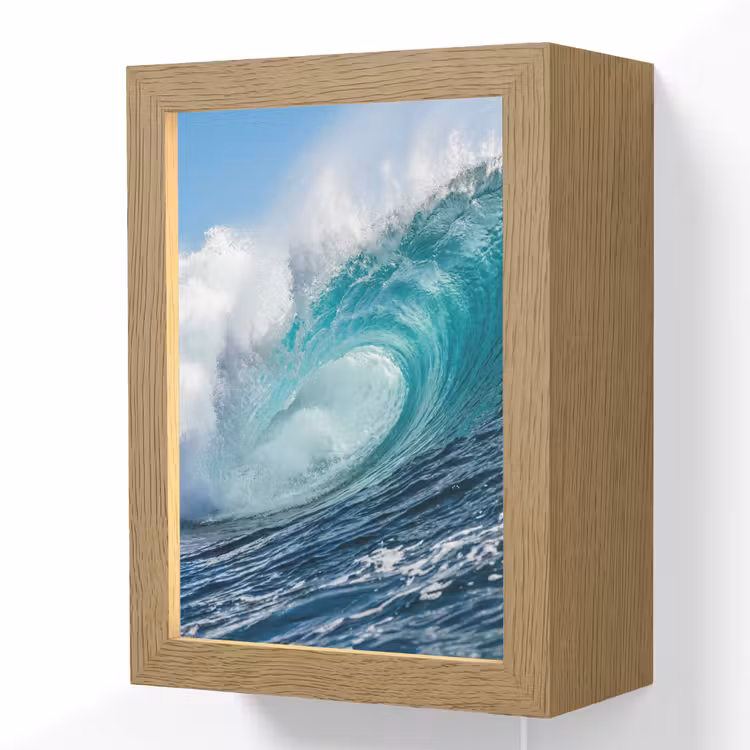 Golf - Oceaan - Water - Dynamisch - Blauw Light Box met kabel (Wandlamp) klein -3d