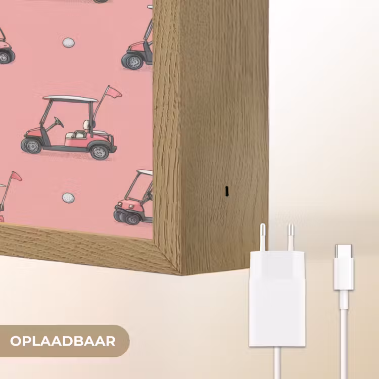 Golfkar - Retro - Roze Light Box met batterij (Wandlamp) middel 907 -USP_websiteoplaadbaarNL