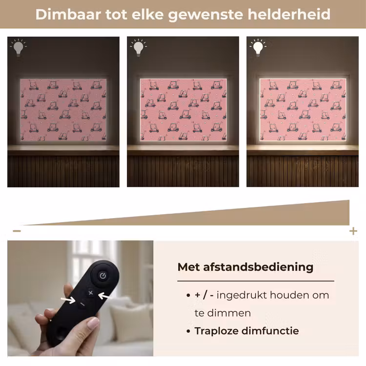 Golfkar - Retro - Roze Light Box met batterij (Wandlamp) middel 907 -USP_dimbaarNL