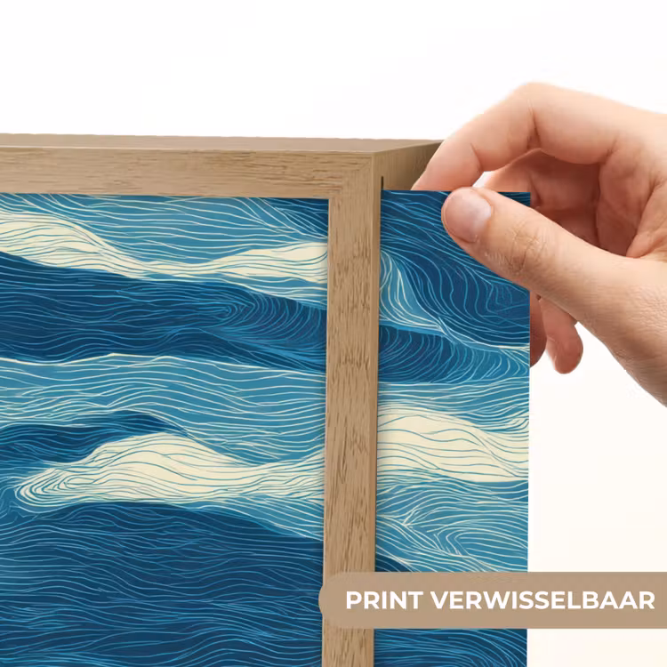 Golven - Abstract - Patroon - Blauw - Wit Light Box met batterij (Wandlamp) middel 907 -USP_websiteprintNL