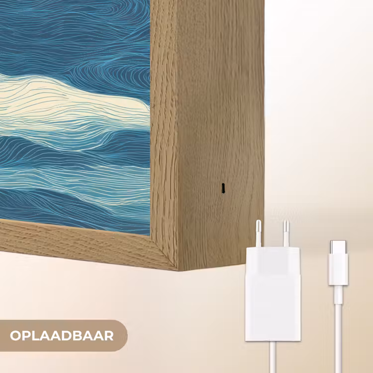 Golven - Abstract - Patroon - Blauw - Wit Light Box met batterij (Wandlamp) middel 907 -USP_websiteoplaadbaarNL