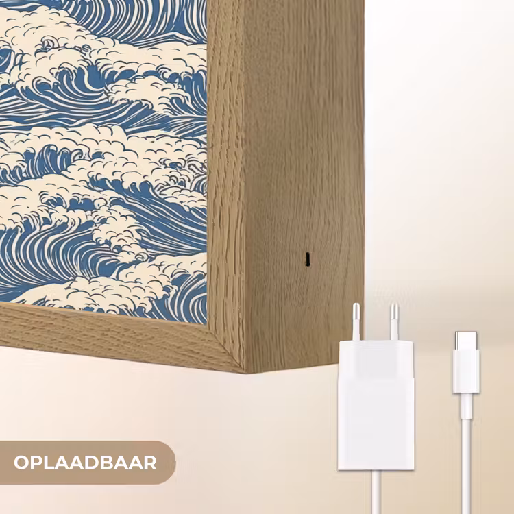 Golven - Klassiek - Blauw Light Box met batterij (Wandlamp) middel 907 -USP_websiteoplaadbaarNL
