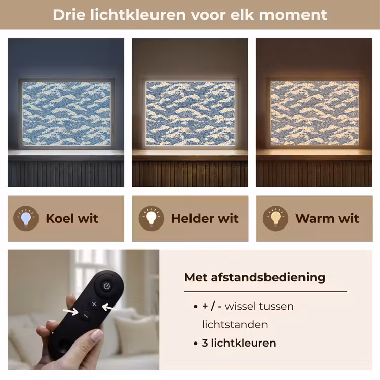 Golven - Klassiek - Blauw Light Box met batterij (Wandlamp) middel 907 -USP_lichtkleurNL