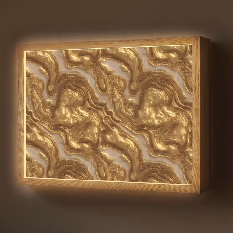 Golven - Organisch - Goud - Crème Light Box met batterij (Wandlamp) middel 907 -z3d_website