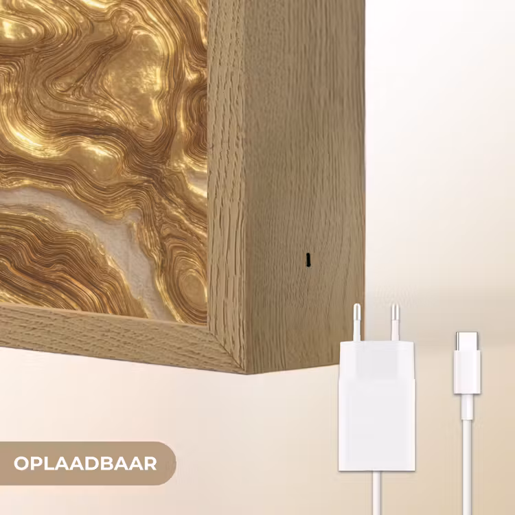 Golven - Organisch - Goud - Crème Light Box met batterij (Wandlamp) middel 907 -USP_websiteoplaadbaarNL
