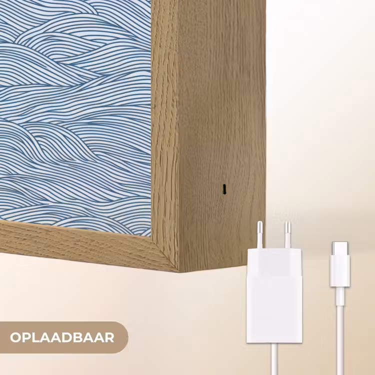 Golven - Ritmisch - Blauw Light Box met batterij (Wandlamp) middel 907 -USP_websiteoplaadbaarNL