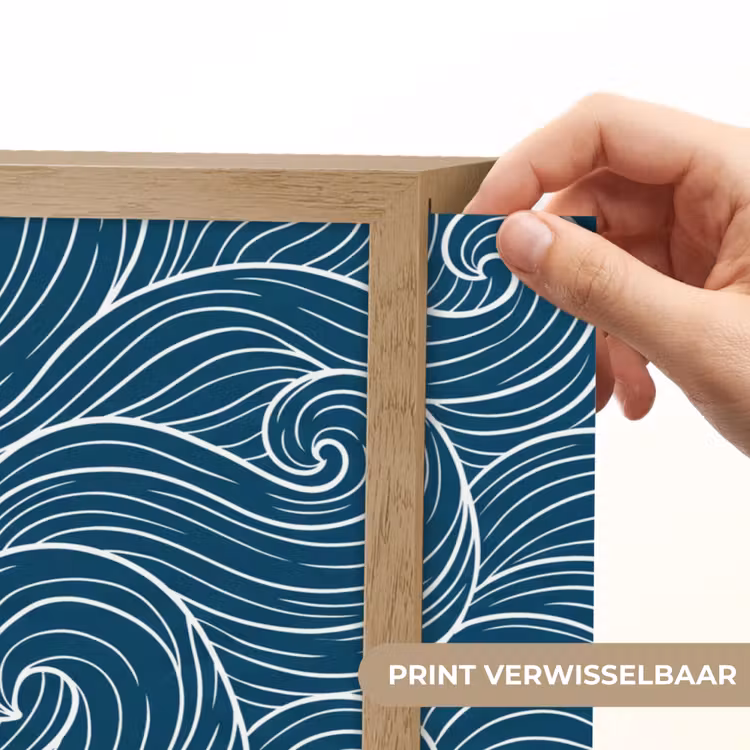 Golven - Spiraal - Water - Abstract - Blauw Light Box met batterij (Wandlamp) middel -USP_websiteprintNL