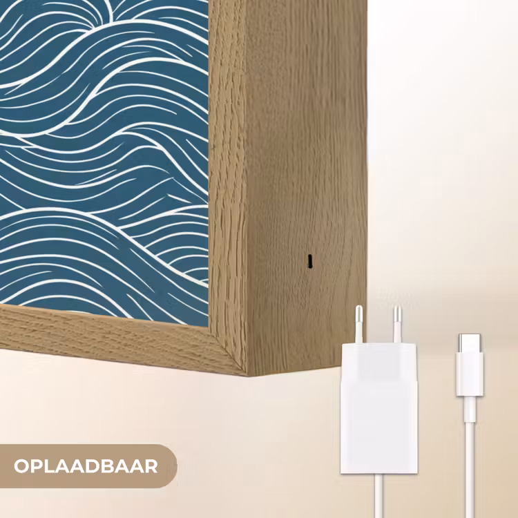 Golven - Spiraal - Water - Abstract - Blauw Light Box met batterij (Wandlamp) middel -USP_websiteoplaadbaarNL