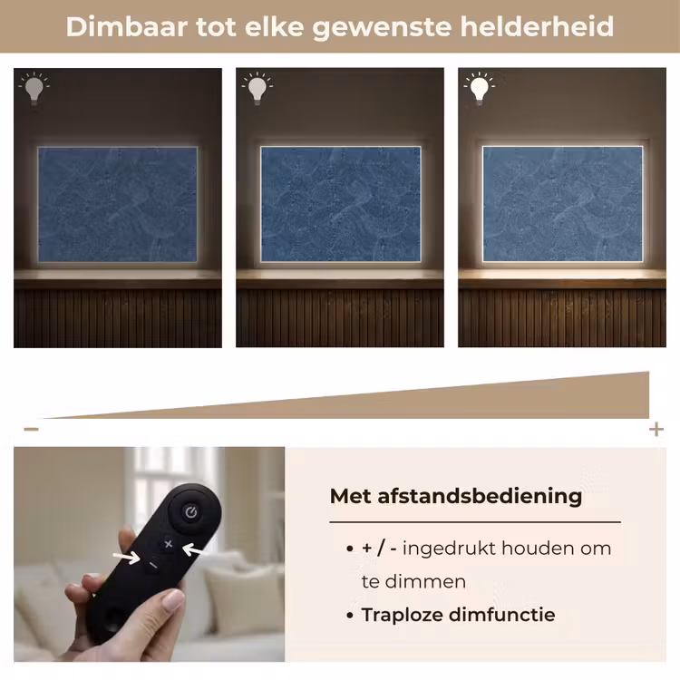 Golven - Textuur - Patroon - Blauw Light Box met batterij (Wandlamp) middel 907 -USP_dimbaarNL
