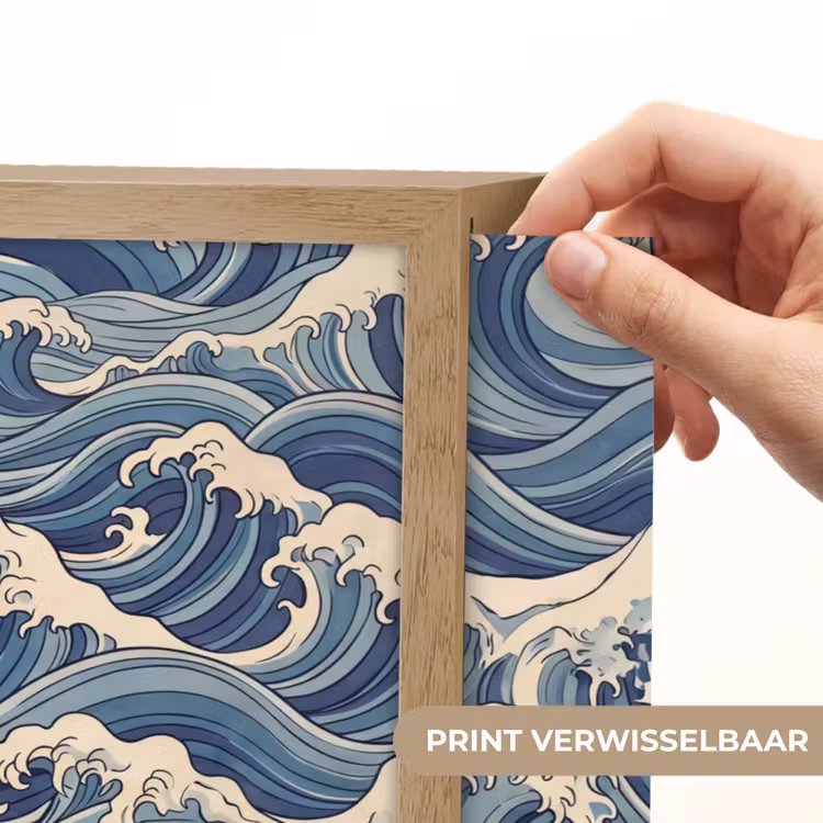 Golven - Zee - Natuur - Abstract - Blauw Light Box met batterij (Wandlamp) middel -USP_websiteprintNL