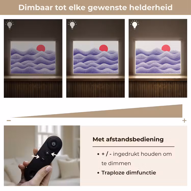 Golven - Zon - Natuur - Abstract - Rood Light Box met batterij (Wandlamp) middel -USP_dimbaarNL