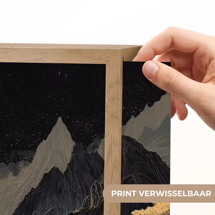 Gouden rivier - Bergen - Maan - Sterrenhemel Light Box met batterij (Wandlamp) middel -USP_websiteprintNL