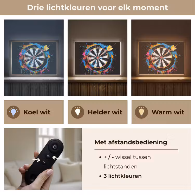 Graffiti - Sport - Darten - Dartbord Light Box met batterij (Wandlamp) middel -USP_lichtkleurNL