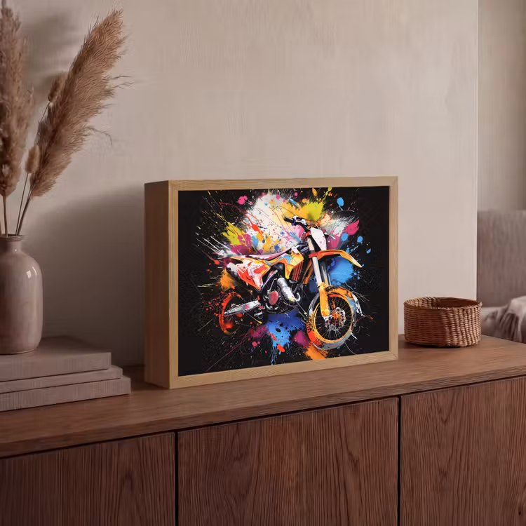 Graffiti - Sport - Motor - Motorcross Light Box met batterij (Wandlamp) middel -sfeer2