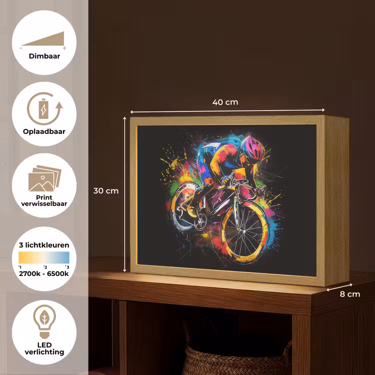 Graffiti - Sport - Wielrennen - Fiets Light Box met batterij (Wandlamp) middel -USP_websiteoverzichtNL