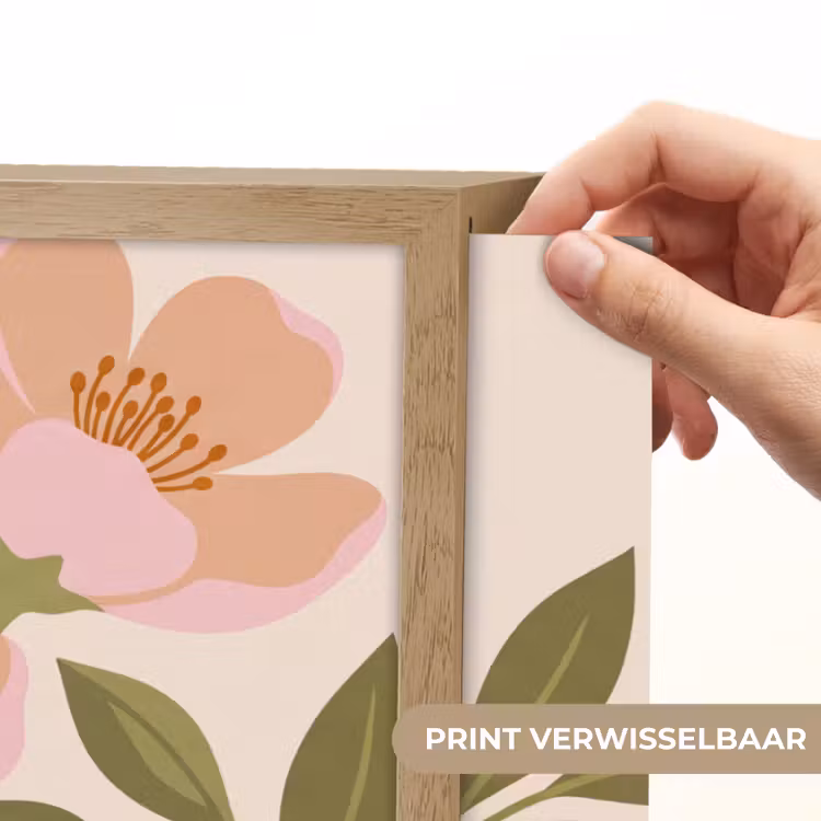 Grafisch - Bloemen - Roze Light Box met batterij (Wandlamp) middel -USP_websiteprintNL