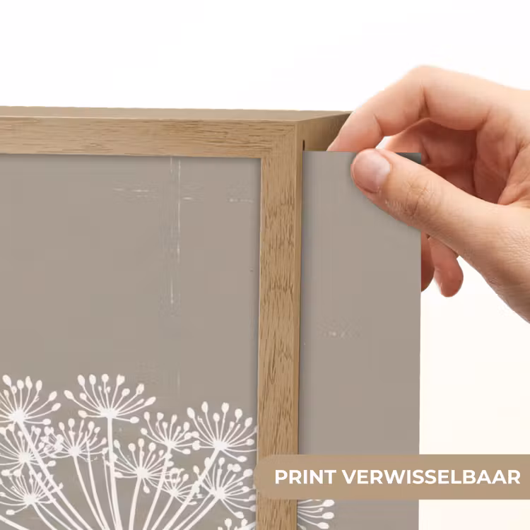 Grafisch - Fluitenkruid - Taupe Light Box met batterij (Wandlamp) middel -USP_websiteprintNL