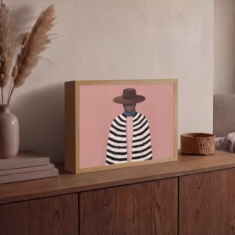 Grafisch - Vrouw - Roze Light Box met batterij (Wandlamp) middel -sfeer2