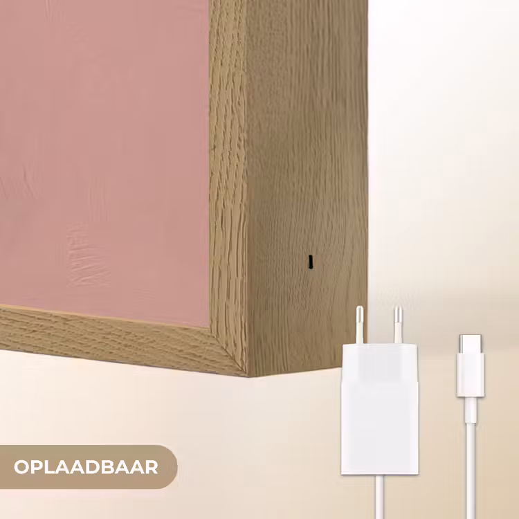 Grafisch - Vrouw - Roze Light Box met batterij (Wandlamp) middel -USP_websiteoplaadbaarNL